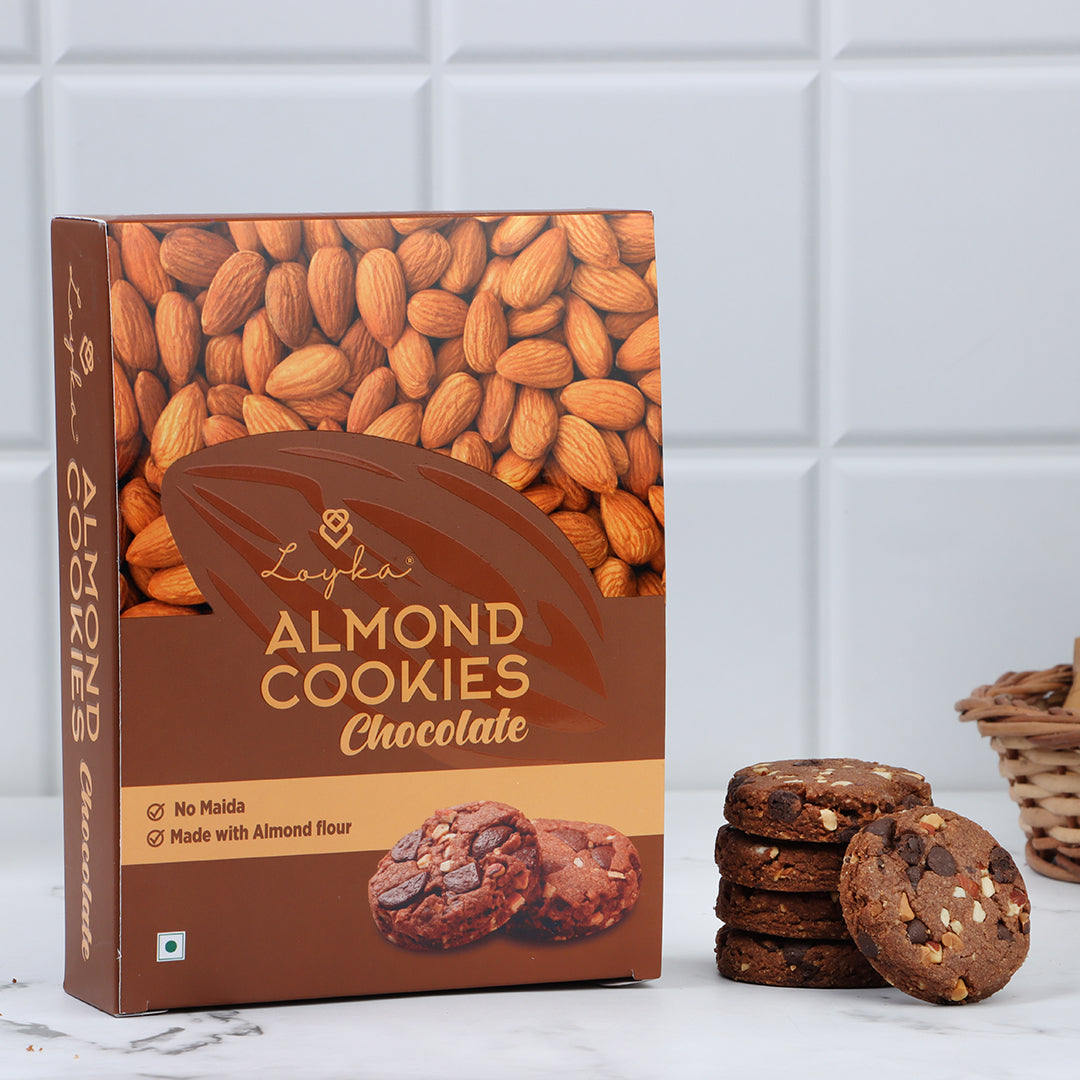 Almond Chocolate Cookies 12 pcs Box (No maida) Loyka