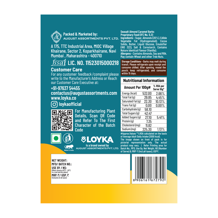 Loyka seasalt Almond Caramel choco barks