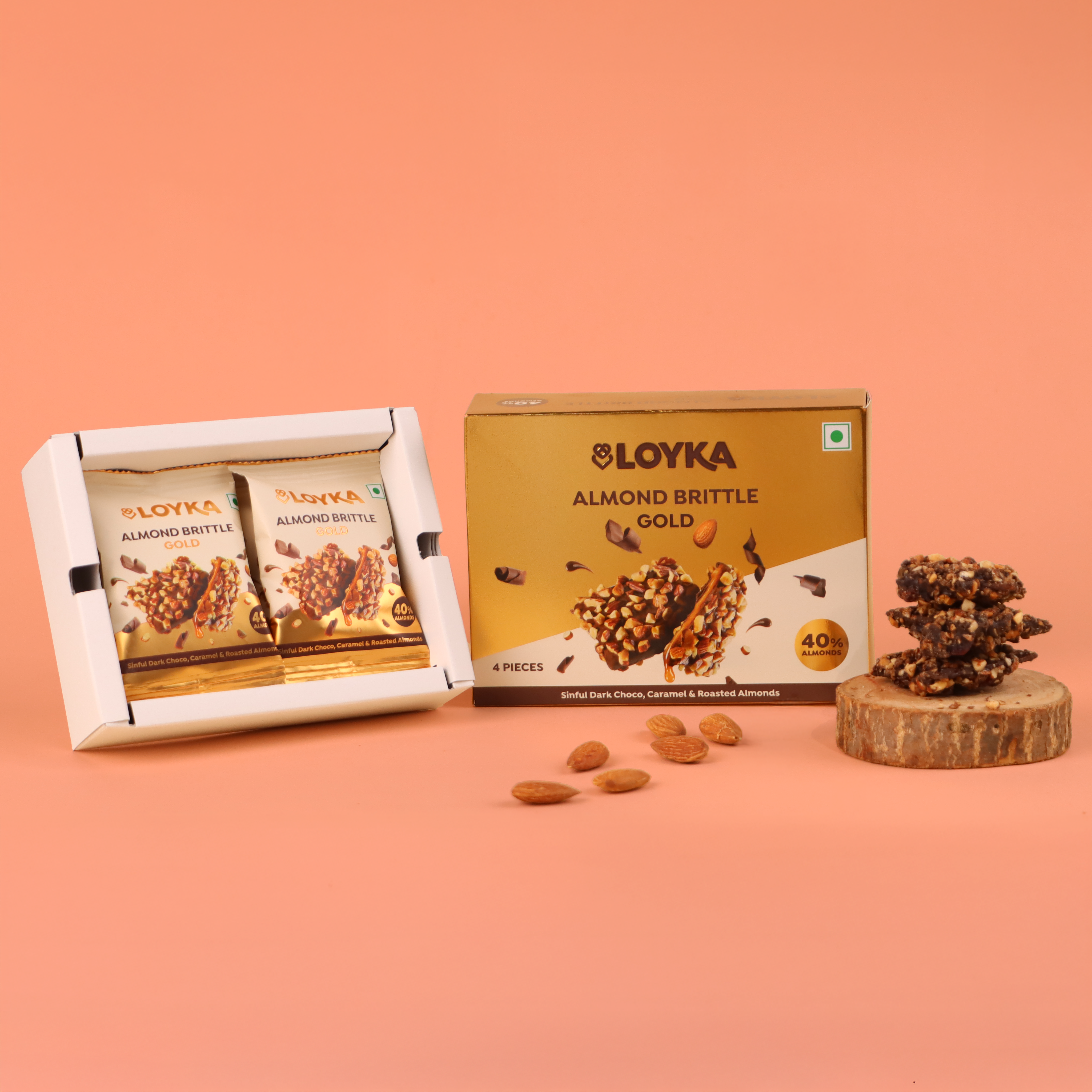 Almond Brittle Gold 4 Pcs Box