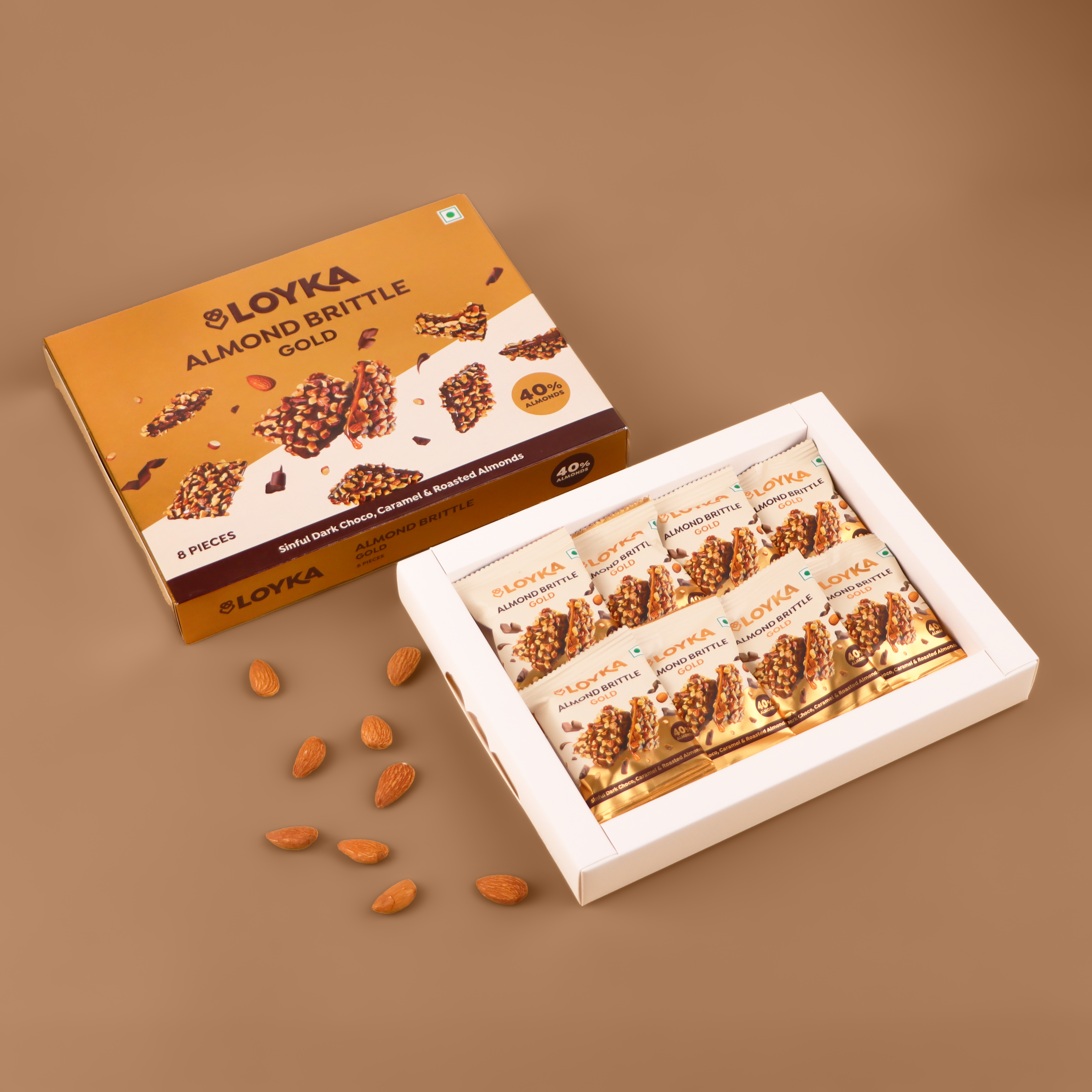 Almond Brittle Gold 8 Pcs Box
