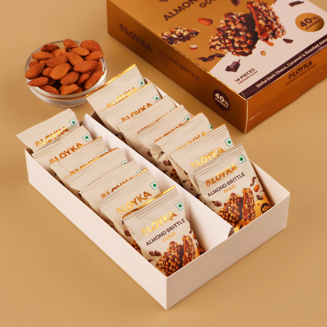 Almond Brittle Gold 14 Pcs Box