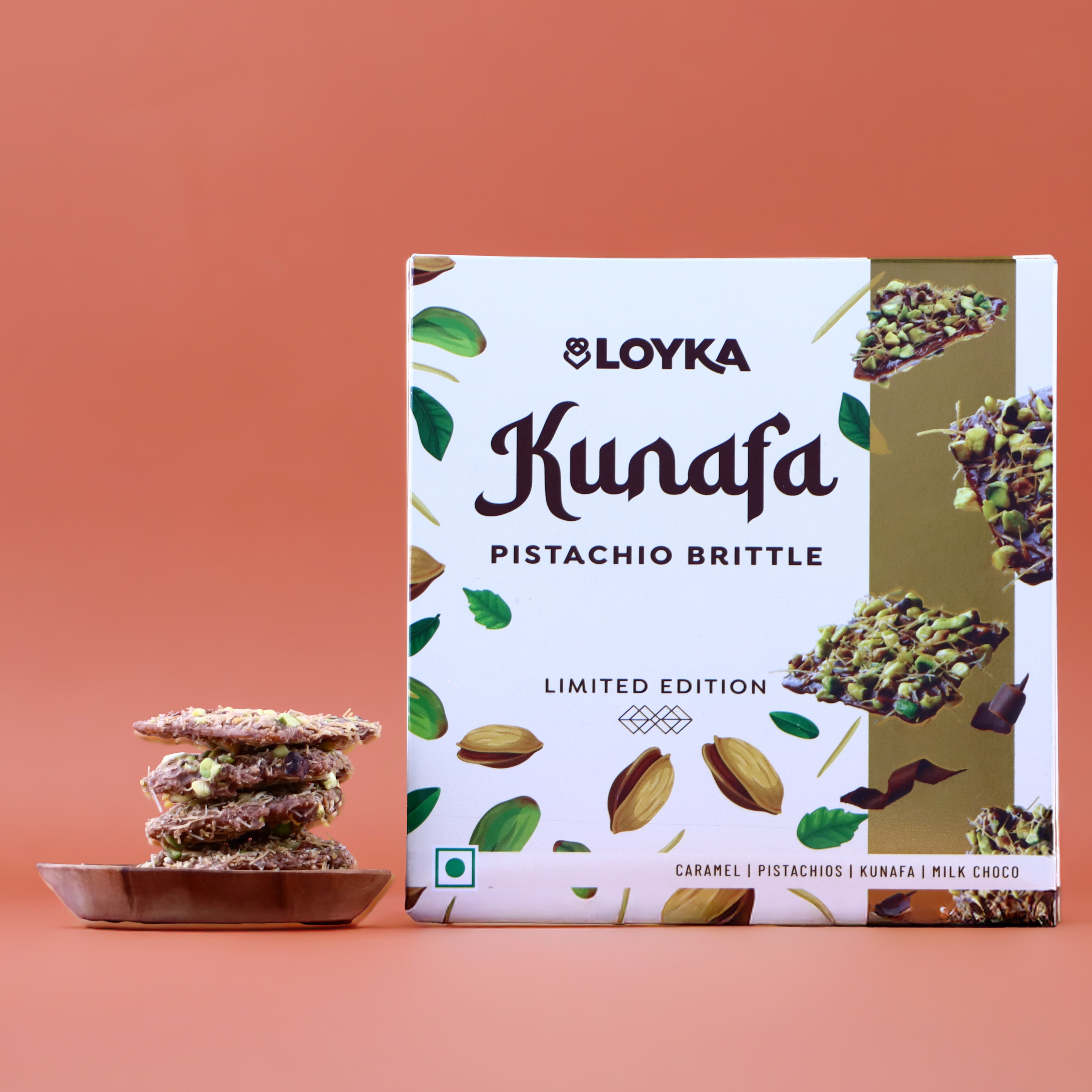 Loyka Kunafa Pistachio Brittle (7 pcs) & Almond Brittle Gold (1 pc)