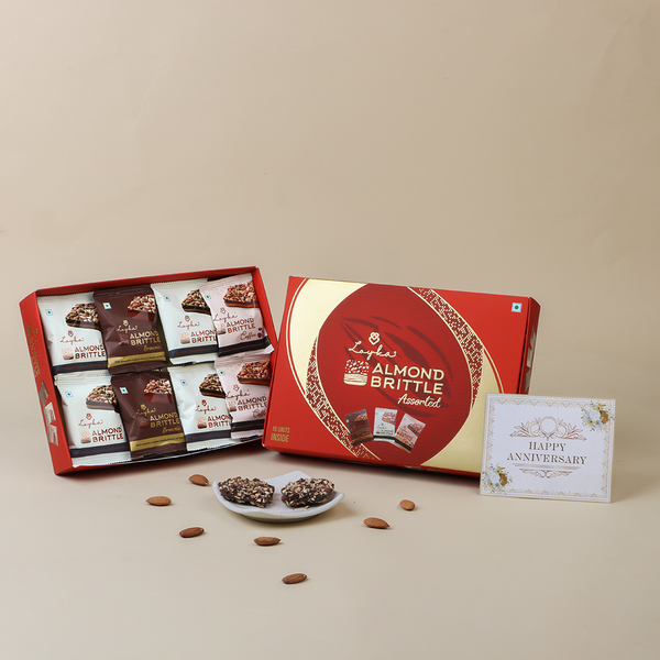 Regal Red Assorted Almond Brittles  (16 Pcs) Box with  Happy Anniversary Card