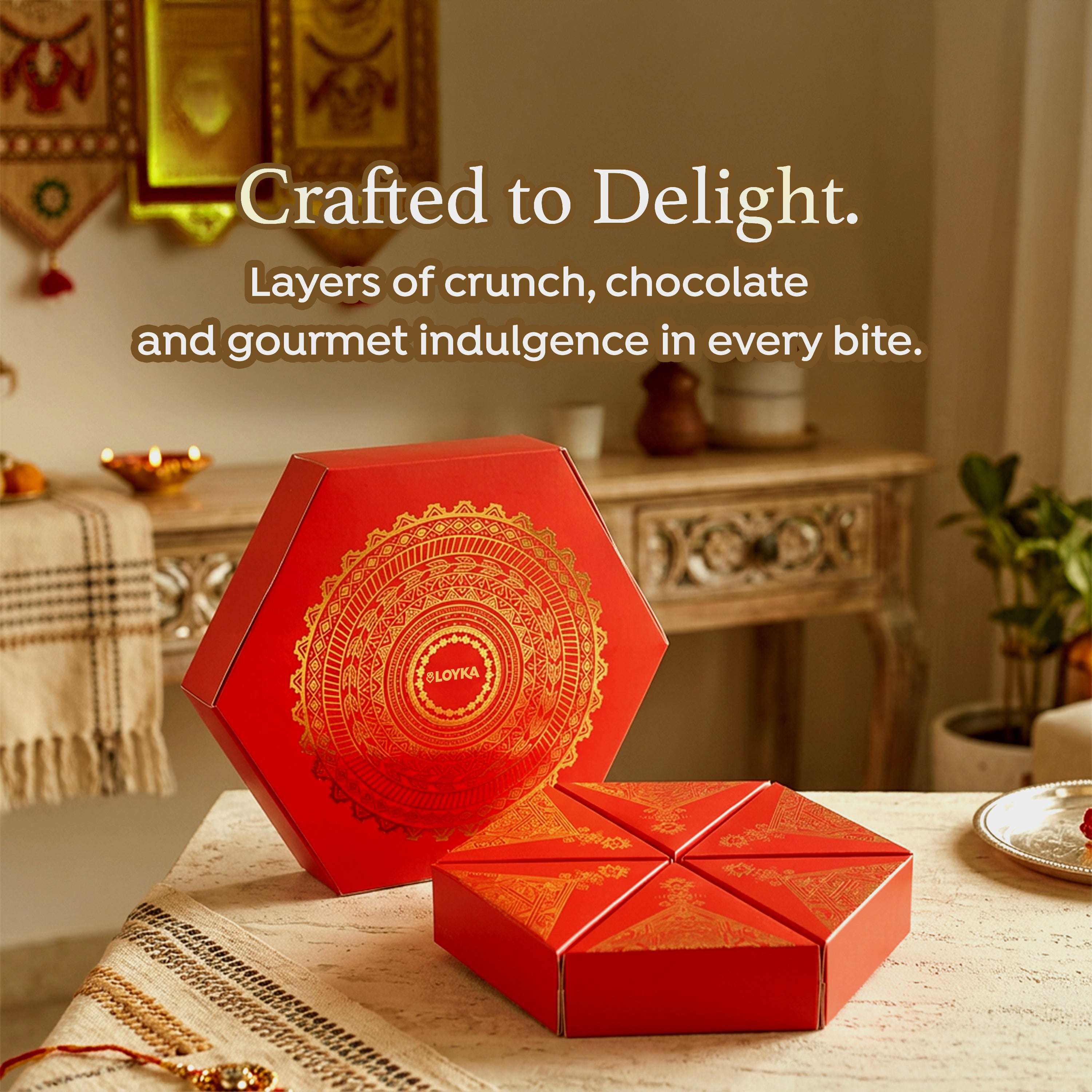 Red Sitara Rakhi Box