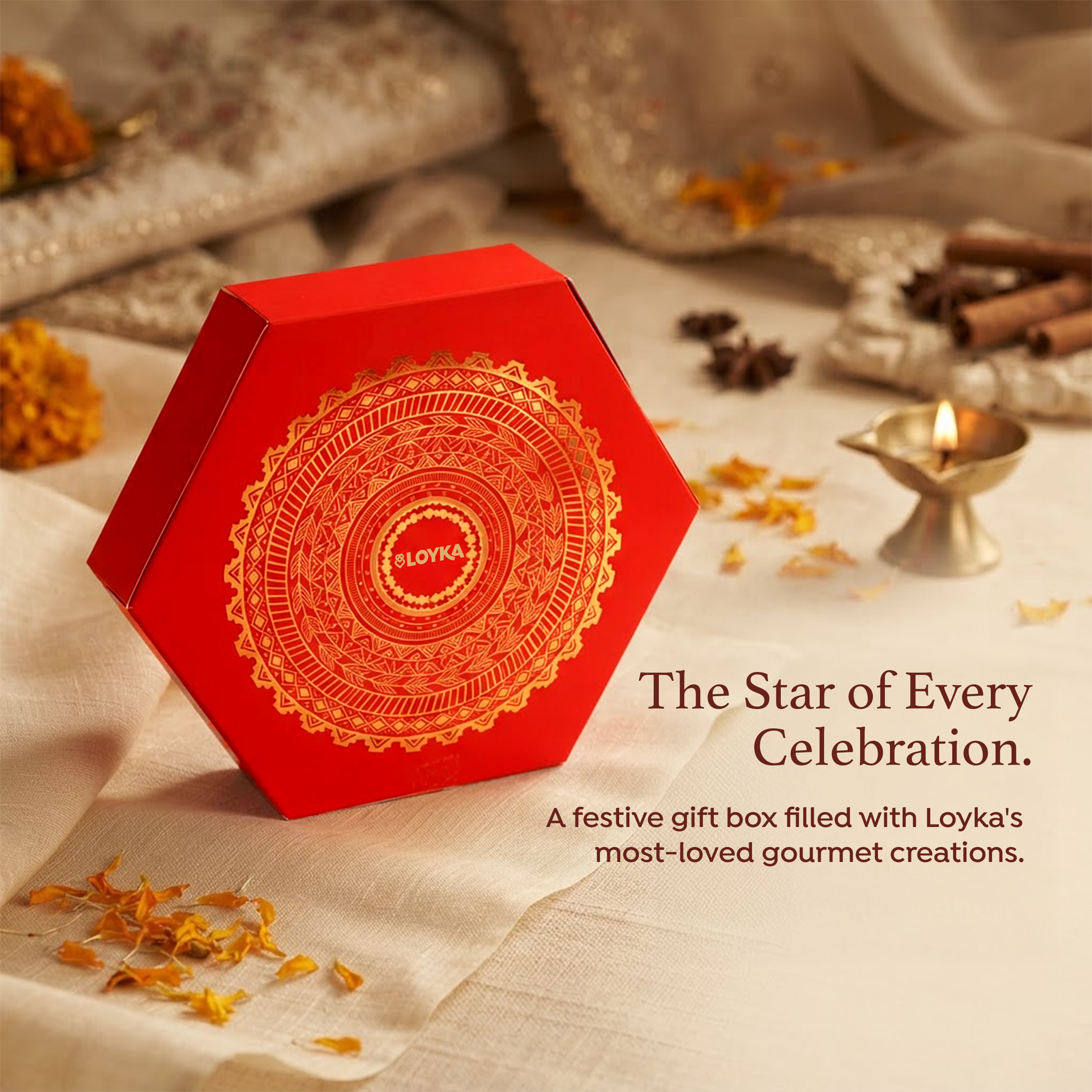 Red Sitara Rakhi Box
