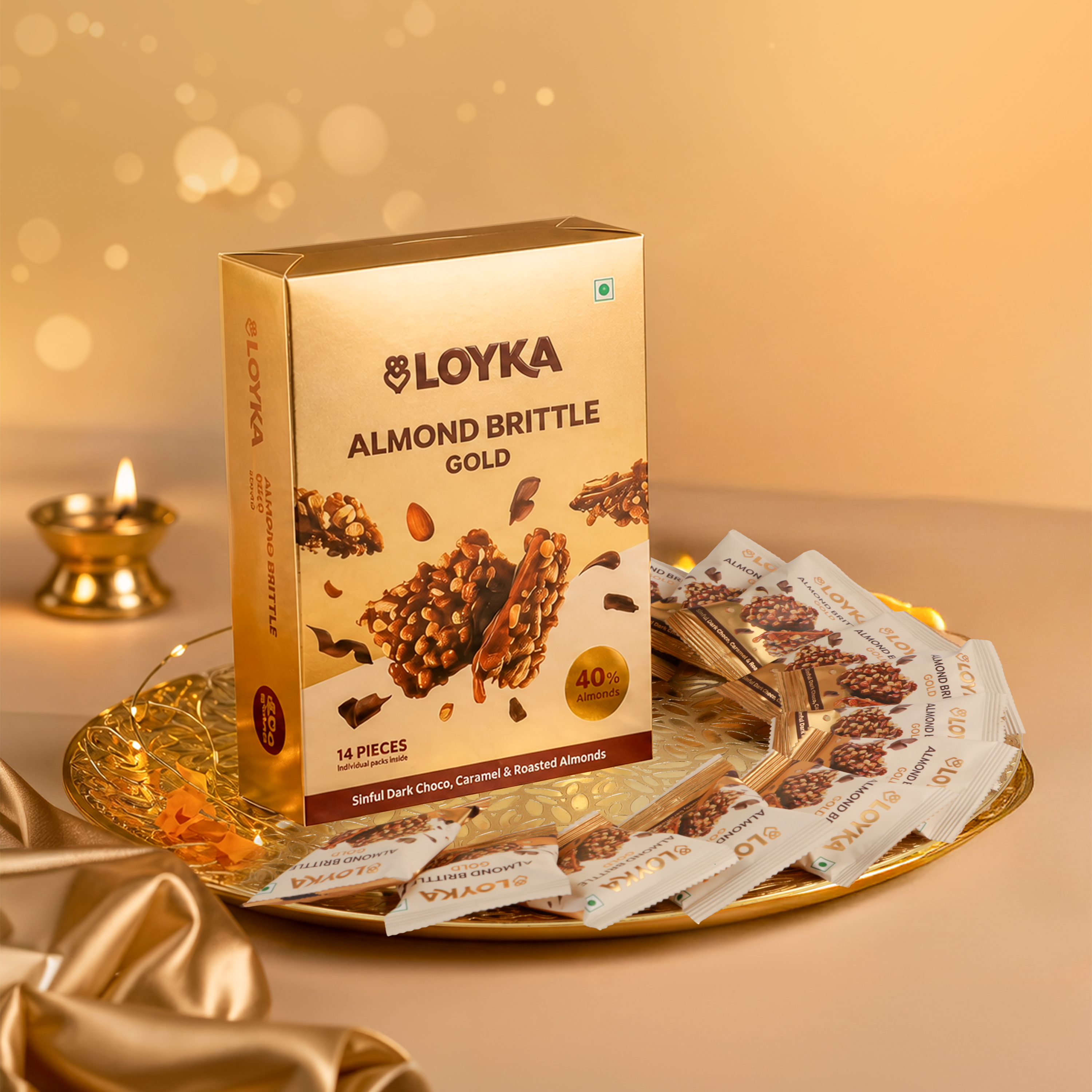 Almond Brittle Gold 14 Pcs Box