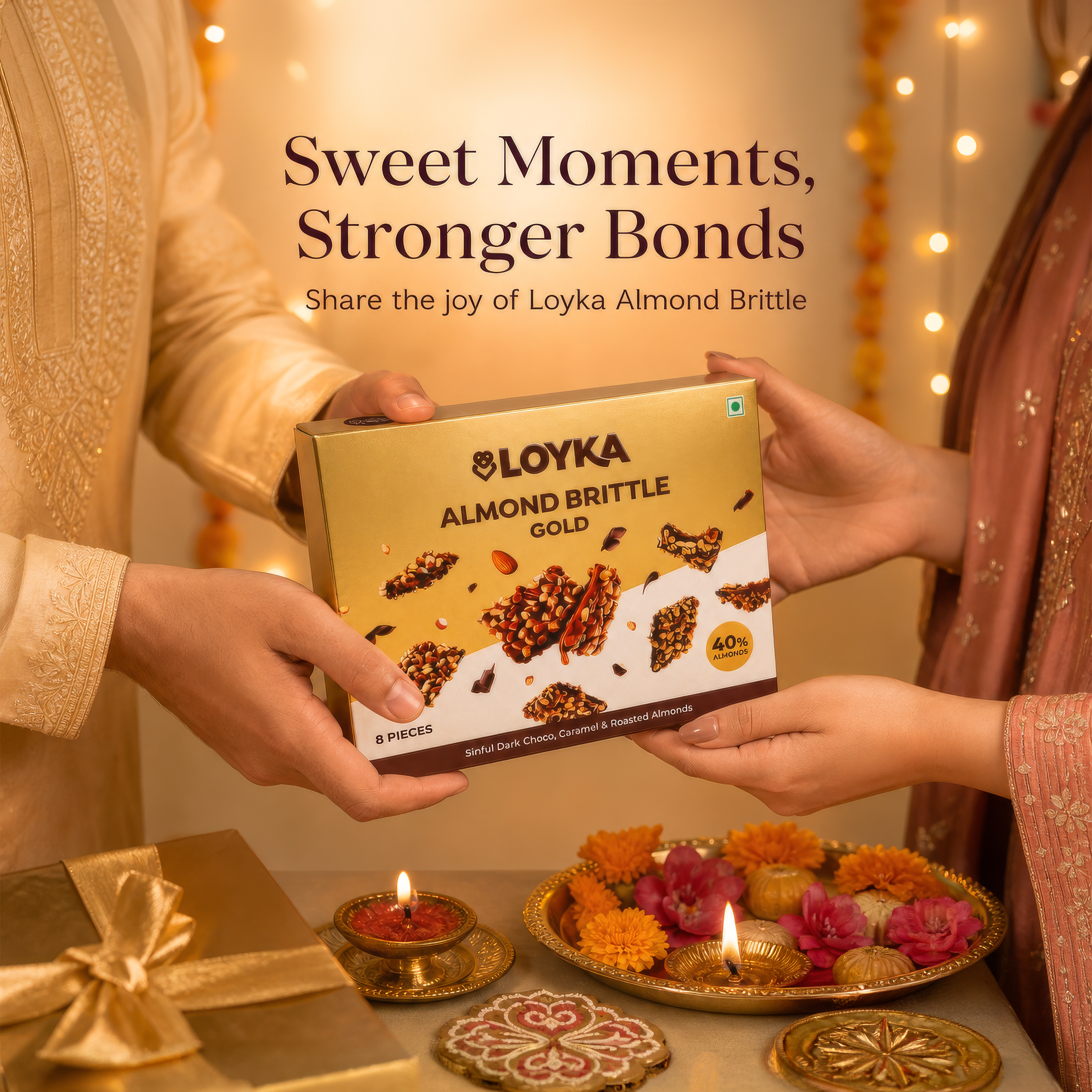 Almond Brittle Gold 8 Pcs Box