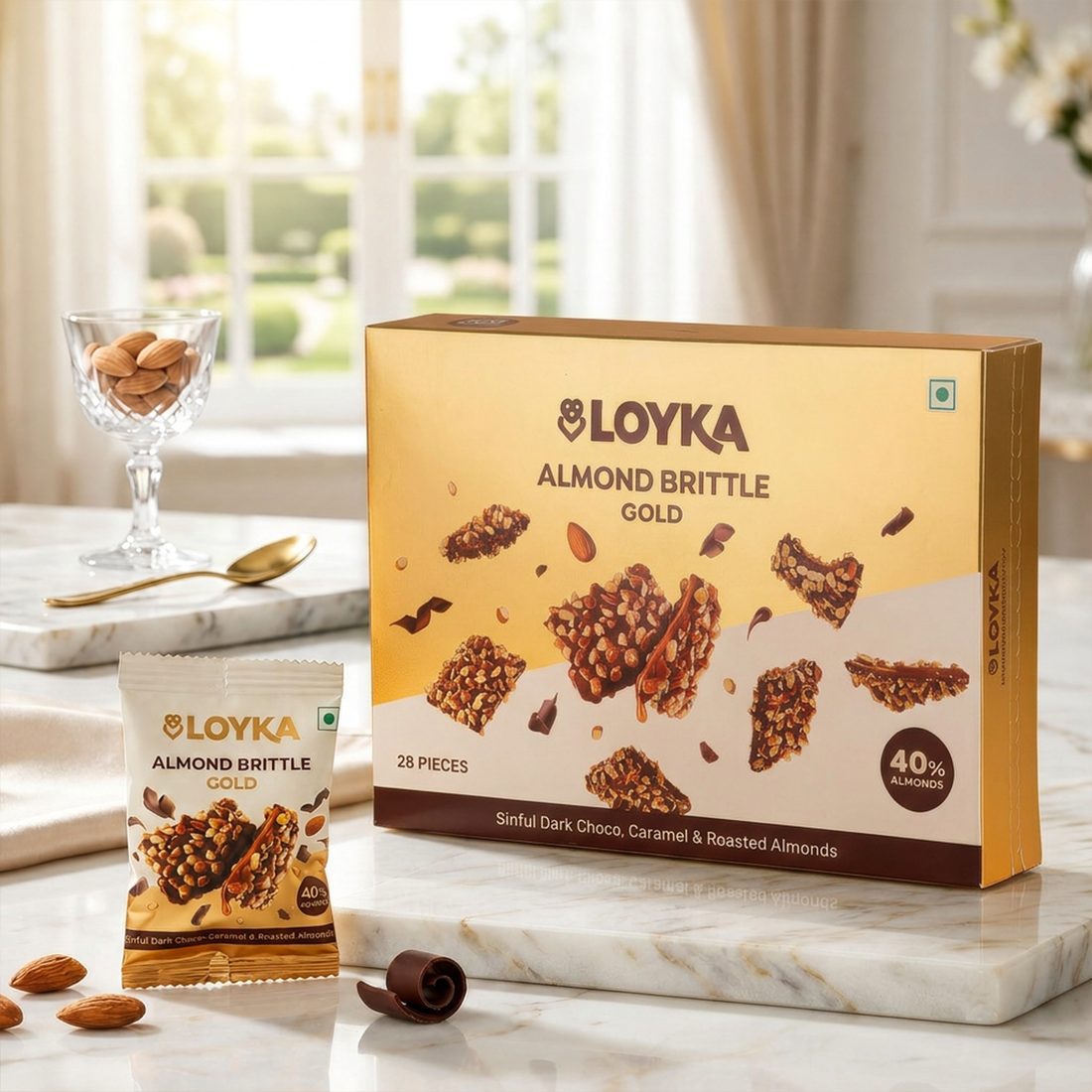 Almond Brittle Gold 28 Pcs Box