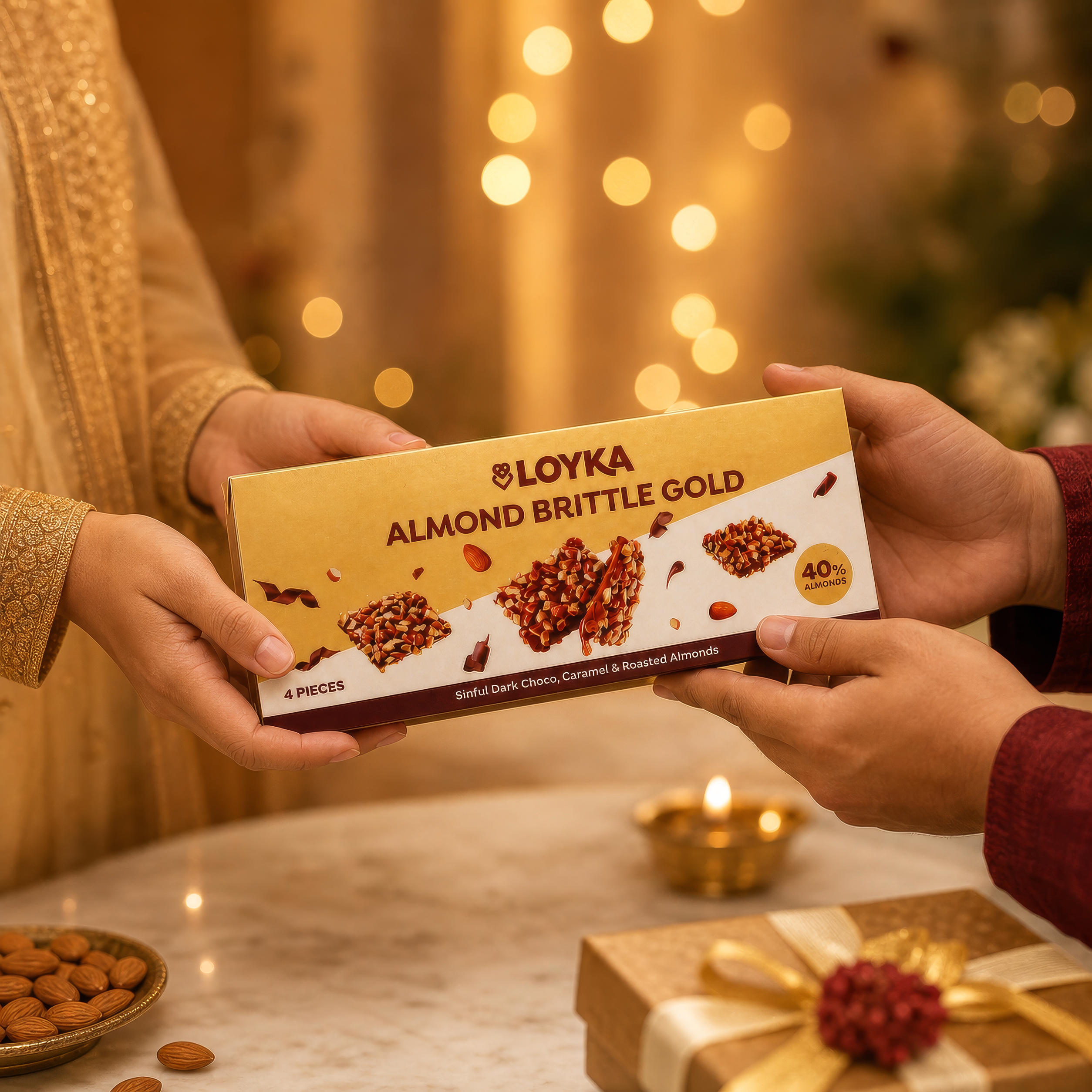 Almond Brittle Gold 4 Pcs Box