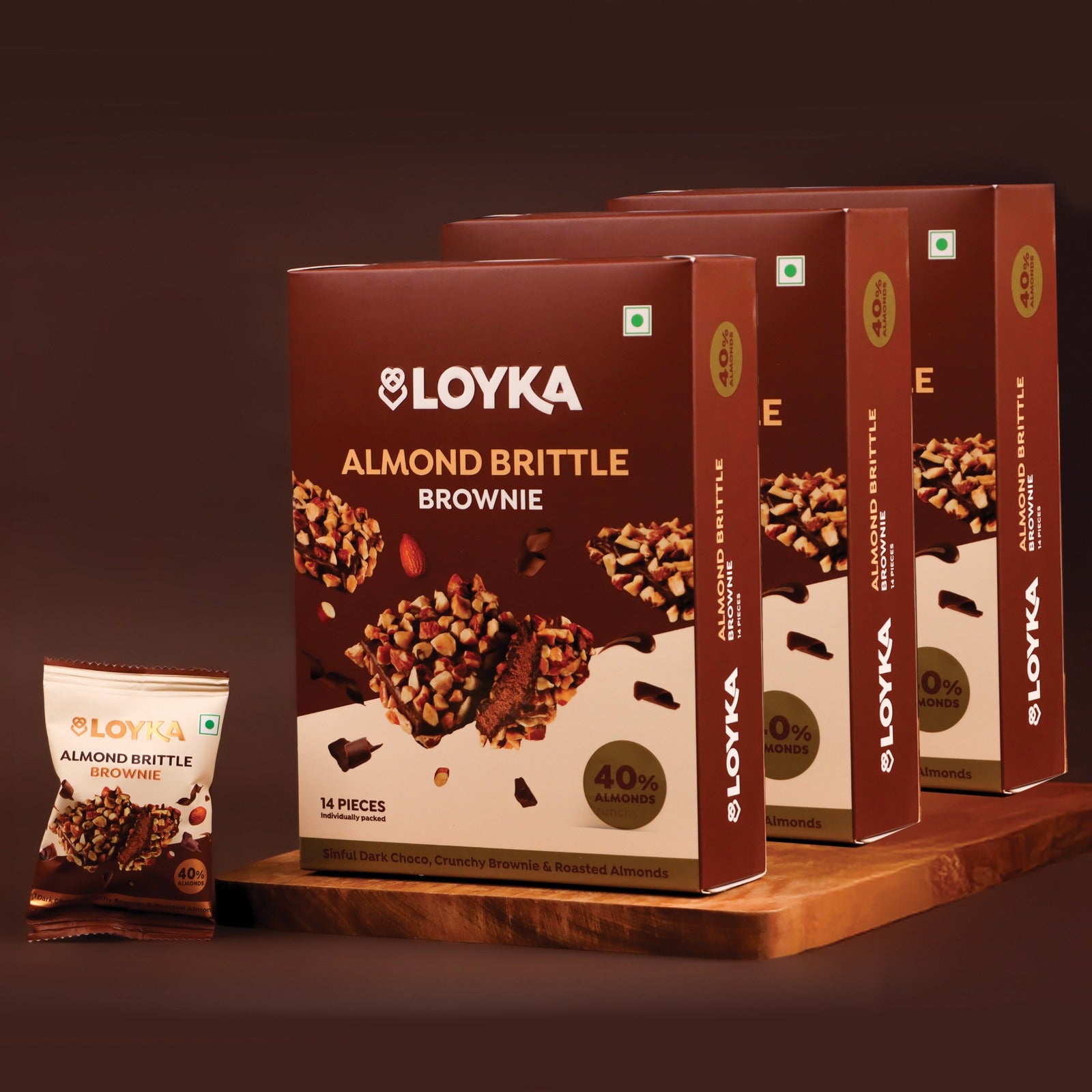 Almond Brittle Brownie 14pcs (Pack of 3)