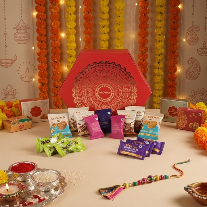 Red Sitara Rakhi Box