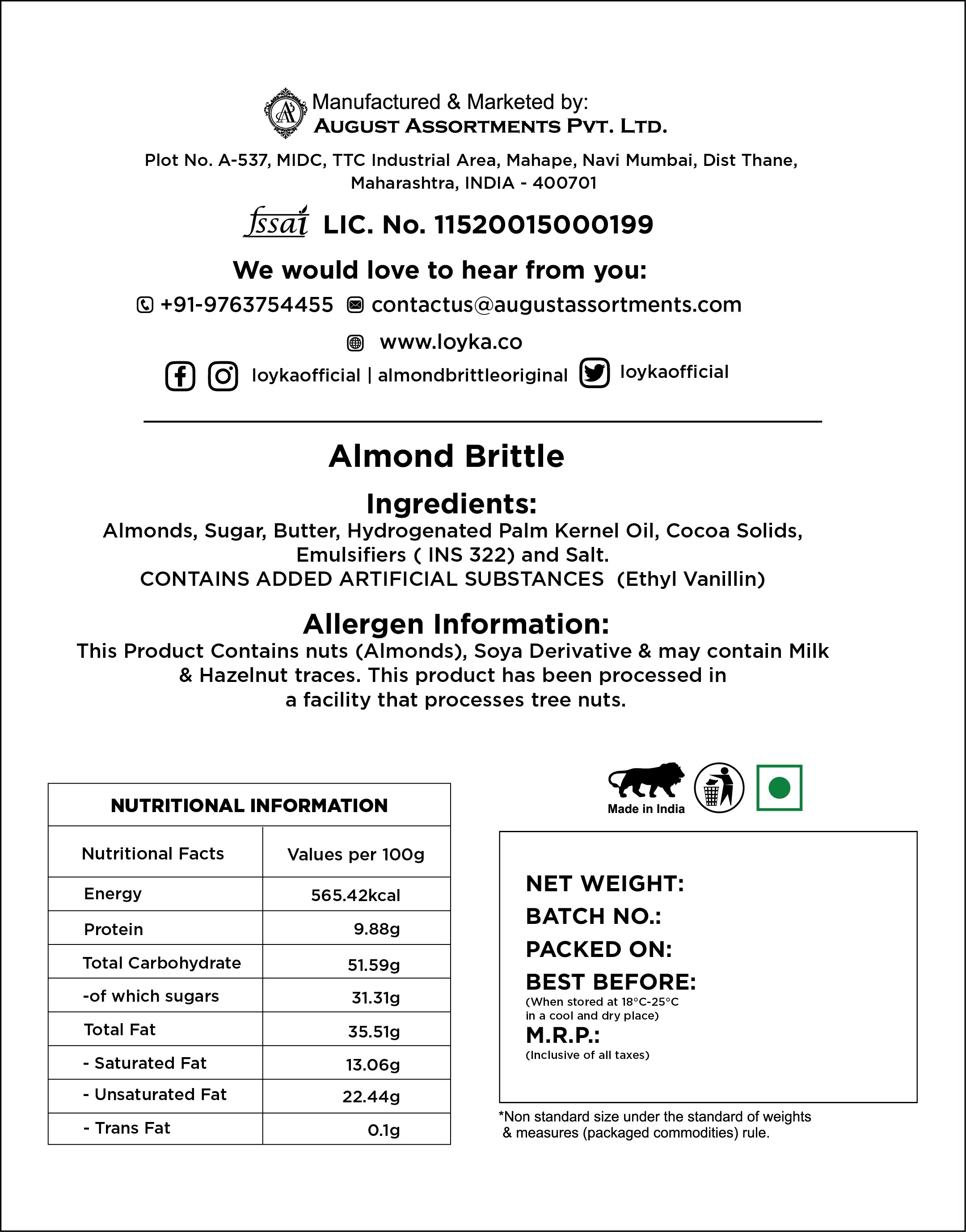 Almond Brittle Family Pack